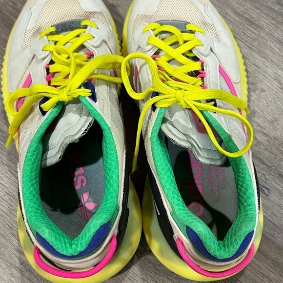 Women’s Size 6 Adidas ZX Ultraboost Yellow Pink Sneaker EUC Shoe - Picture 9 of 10